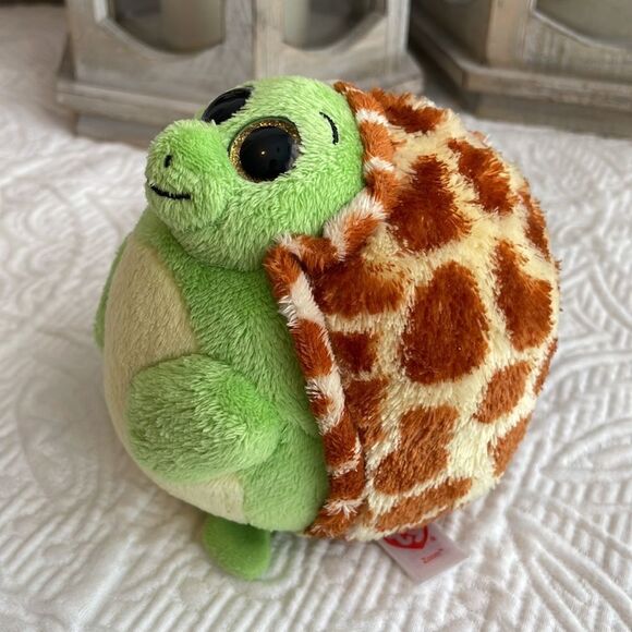 TY Beanie Ballz Zoom the Turtle Small Plush Stuffed Ball Toy - Picture 4 of 6
